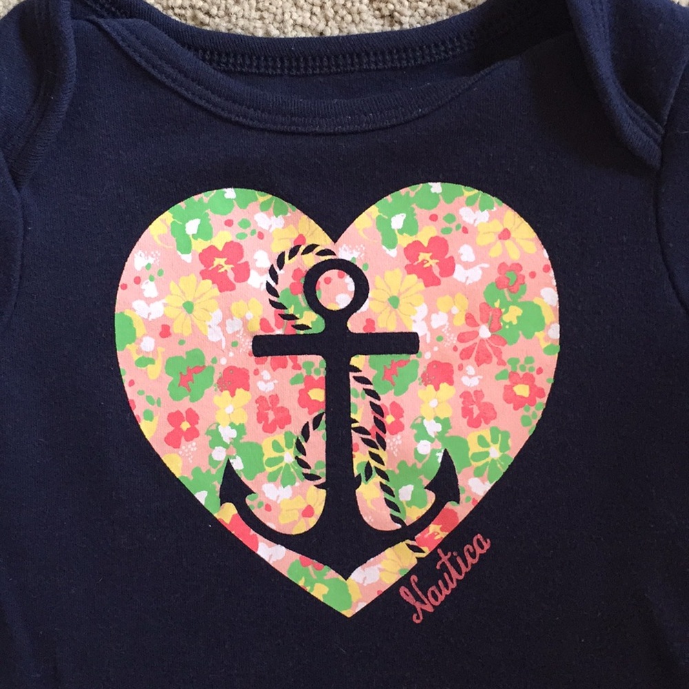 6-9 month Girl’s navy Nautica onesie